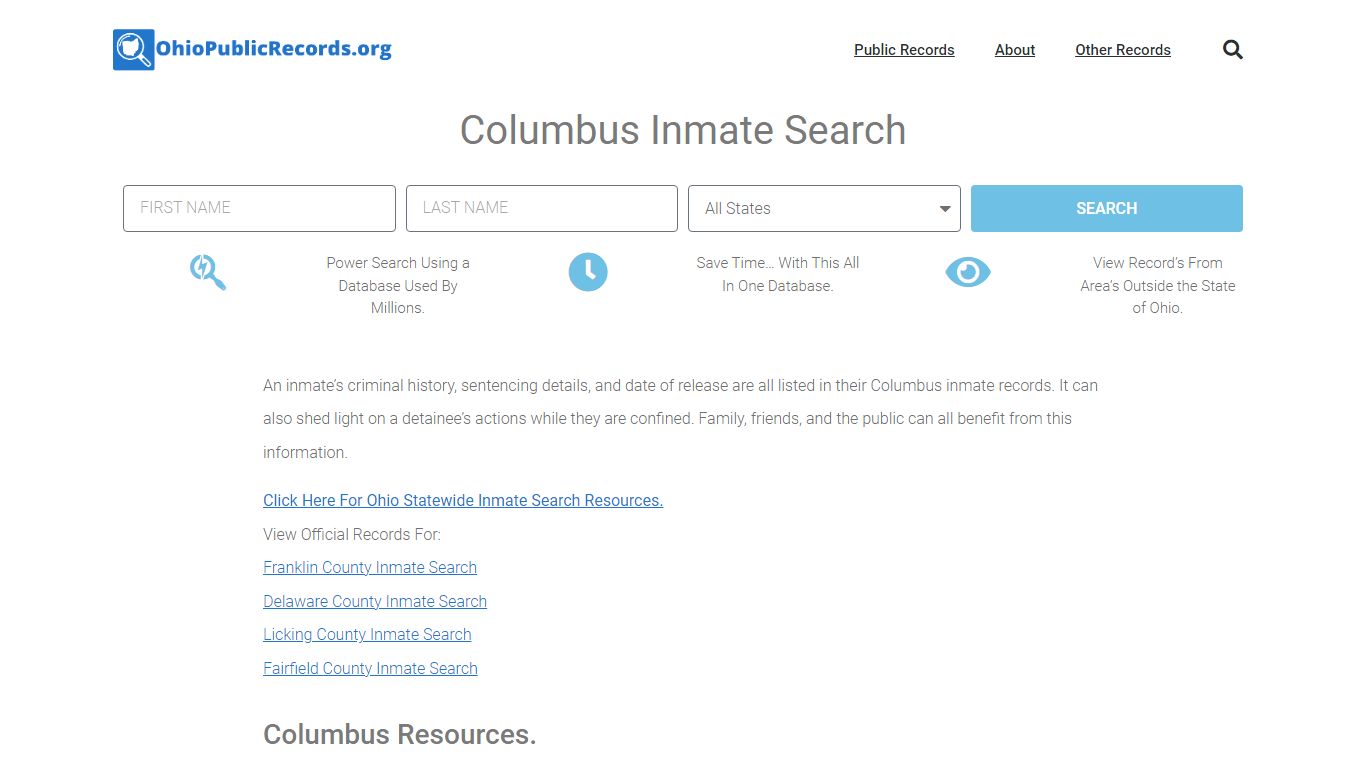 Columbus Inmate Search - CPD Current & Past Jail Records